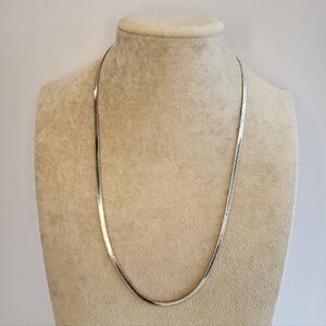 VTG Sterling Silver 925 Italy 3mm Herringbone Link Necklace 20" Length Classic